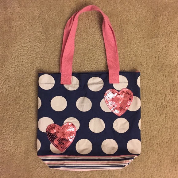 CHILDREN’S PLACE Sequined Heart/Polka Dot Tote Bag - Picture 2 of 8